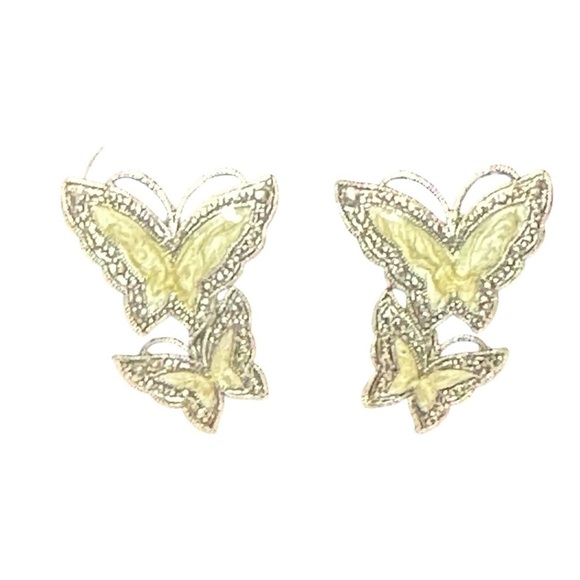 Unknown Jewelry - Elegant Metal Duo Butterfly Pierced Earrings